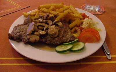 Steak and Mushrooms at Pension Metuje