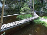 Bridge across the small lake at the end of Wolf Gorge