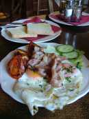 English breakfast at cafe au Chat Noir, Ceske Budejovice