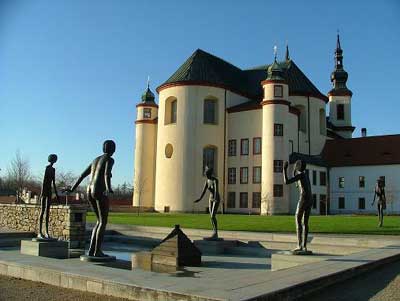 Musical fountain in the monastery gardens at Litomyšl