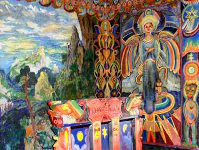 Vachal murals and furniture in the Portmoneum