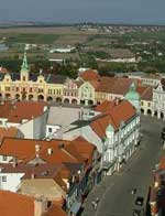 View towards the main square of Melnik form the church tower