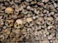 Skulls form the crypt beneath the church of Saints peter and paul in melnik