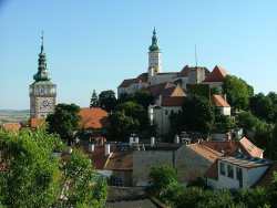 View of Mikulov church and chateau from the goats castle ruins