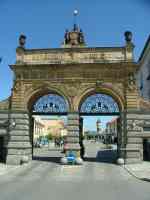 The fmaous double gate of the Pilsner Urquell brewery