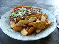 Chicken and potato wedges. Yum!