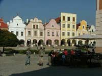 Outdoor cafes on the main square of Telc